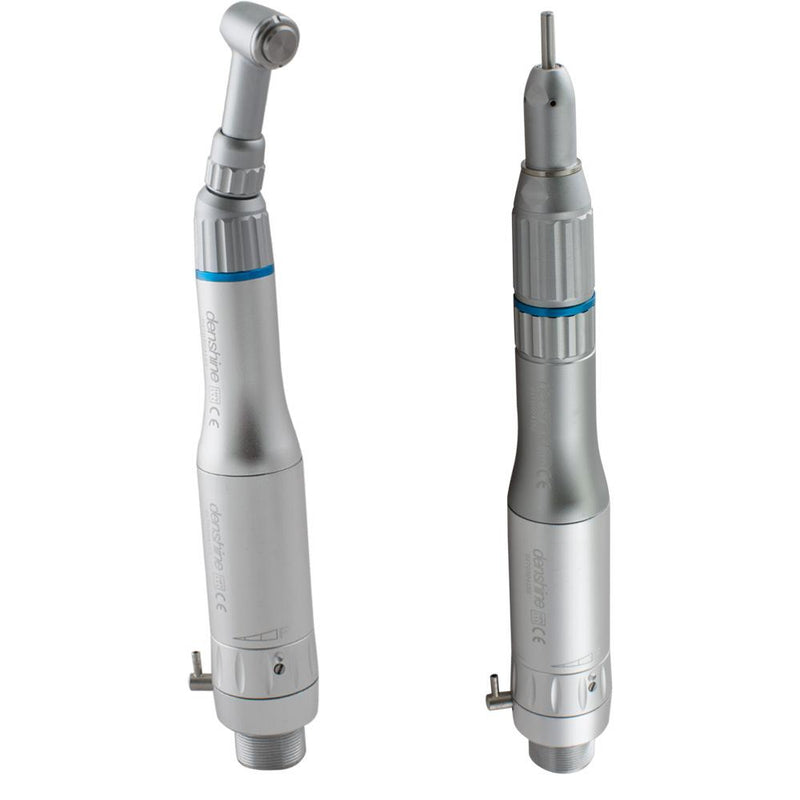 Dental handpiece set with slow low speed air motor, push button elbow handpiece, E-shaped straight