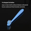 V-shaped orthodontic toothbrush set includes 4-piece braces, interdental brush and tooth cleaning brush