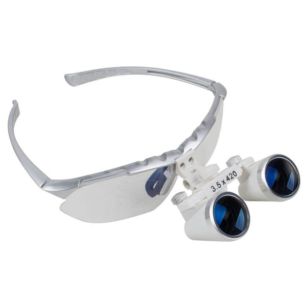 （Only For USA）Dentist Silver Dental Surgical Medical Binocular Loupes 3.5X 420mm Optical Glass Loupe
