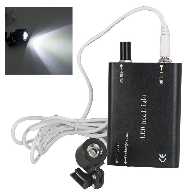 （Only For USA）Portable Black LED Head Light Lamp for Dental Surgical Medical Binocular Loupes