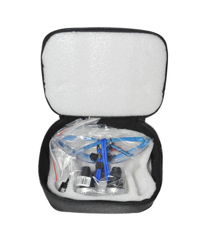 Loupes binoculaires médicales chirurgicales dentaires bleues de dentiste Loupe en verre optique de 3.5X 420mm