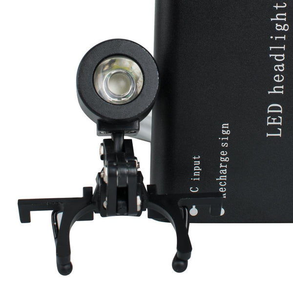 Lámpara de luz de cabeza negra portátil para lupa binocular médica quirúrgica dental