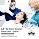 Lupas binoculares dentales Gafas Banda para la cabeza Lupa con luz LED 3.5X-420 Óptica