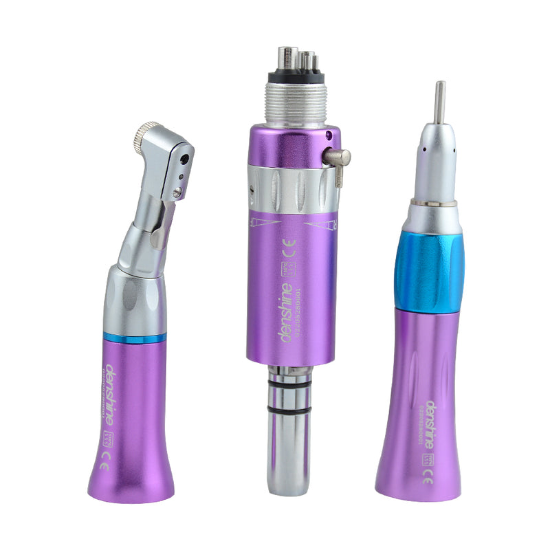 4 Holes Dental Colorful Low Speed Handpiece Kit Contra Angle Straight Air Motor