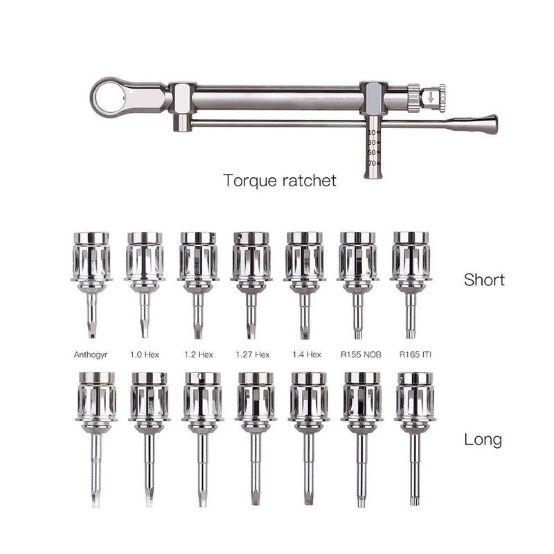 Dental Implant Torque Screwdriver Wrench Prosthetic Restoration Ratchet Kit 10-70NCM