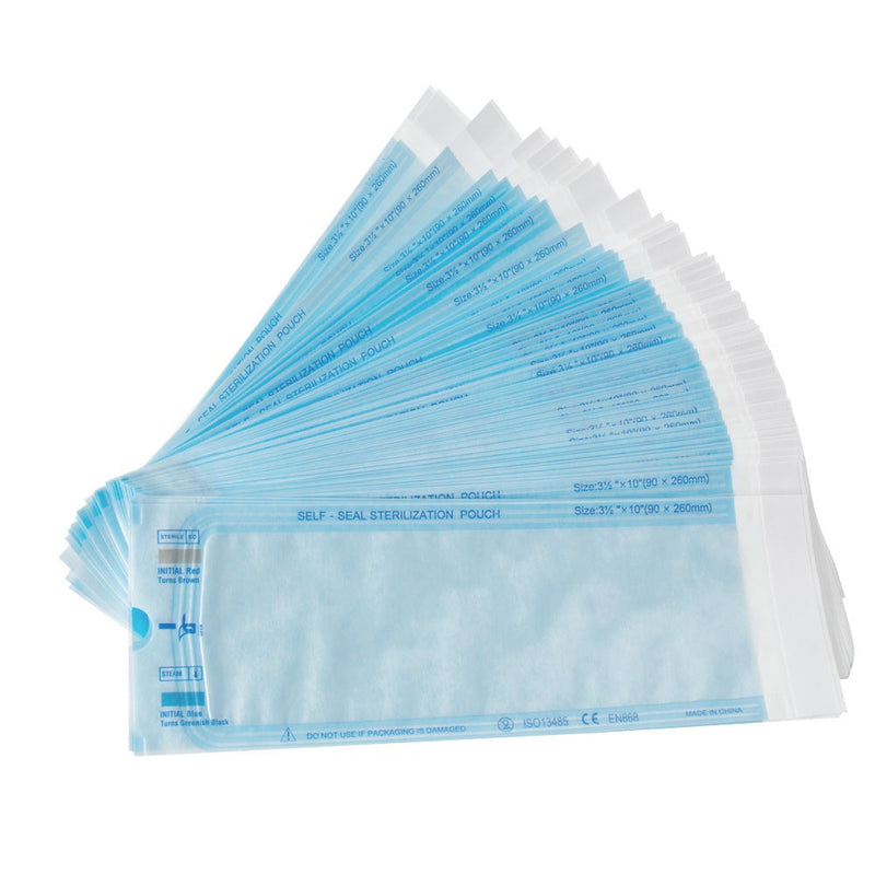 200pcs sacchetto del sacchetto di sterilizzazione autosigillante trasparente blu strumenti per unghie 3.54 * 10 ''