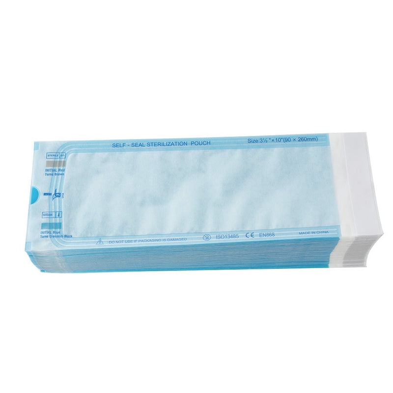 Bolsa de esterilización con autosellado de 200 Uds., herramientas para uñas azul claro, 3,54x10''