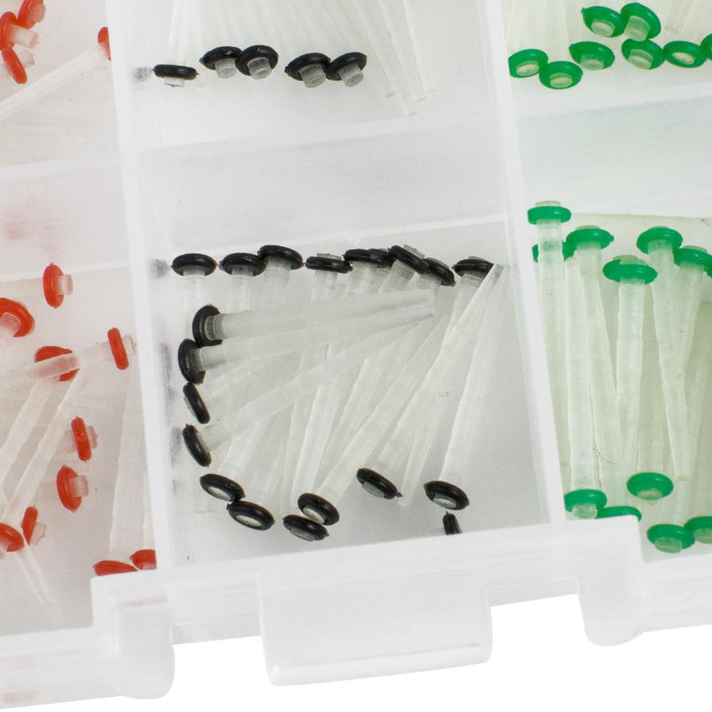 160 piezas de poste de fibra de vidrio dental paquete rellenado individual y 32 piezas de taladros