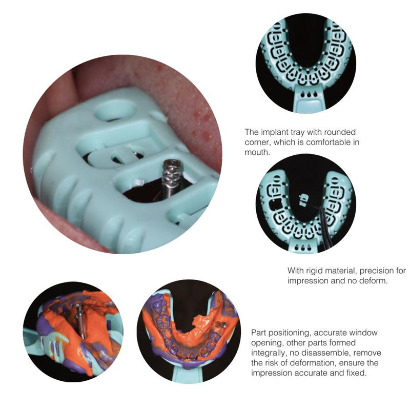6 pièces plateau d'empreinte dentaire plateau de dent d'implant en plastique jetable