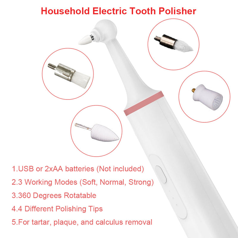 Electric Tooth Polisher Tooth Cleaner with 4 Different Shapes Working Heads