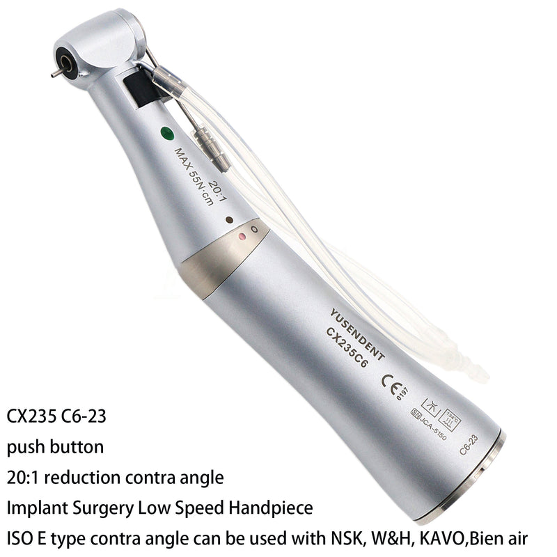 Pièce à main basse vitesse à contre-angle LED à fibre optique pour implant dentaire 20:1