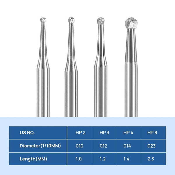 5Pcs/Box Dental Round Carbide Burs HP Bur Drill For Straight Handpiece and Micro Motor Diameter 2.35mm Length 44.5mm