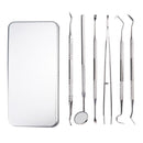 6Pcs/Set Stainless Steel Dental Dentist Prepared Tool Set Instruments Tweezer Hoe Sickle Scaler Mirror Tartar