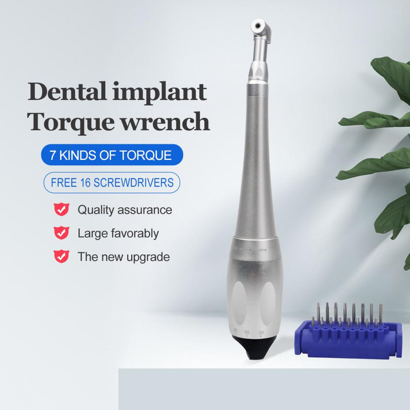 Dental implant torque wrench adjustable universal 5N-35N with 16 piece screwdriver