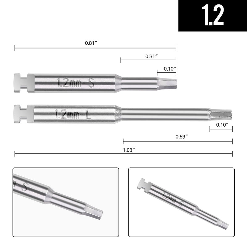 12pcs Dental Lab Implant Screwdriver Long Short with Base