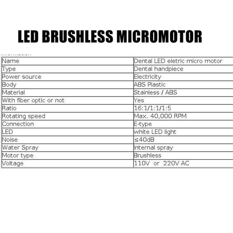 Tandklinische borstelloze LED Micromotor Fiber optische elektrische motor