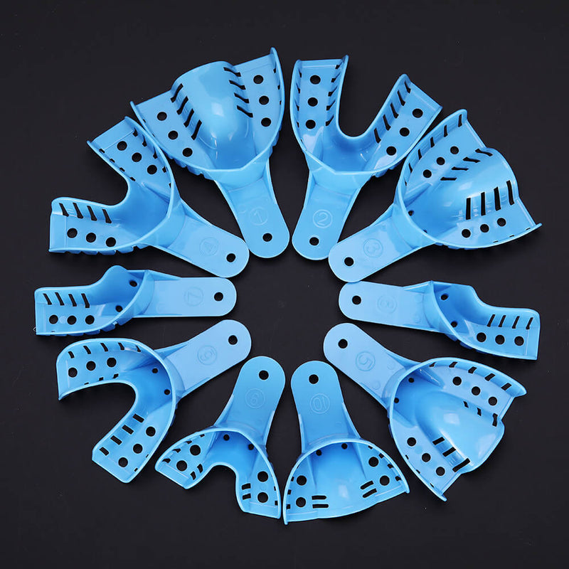 10 piezas/juego de bandejas de plástico para impresión dental sin malla