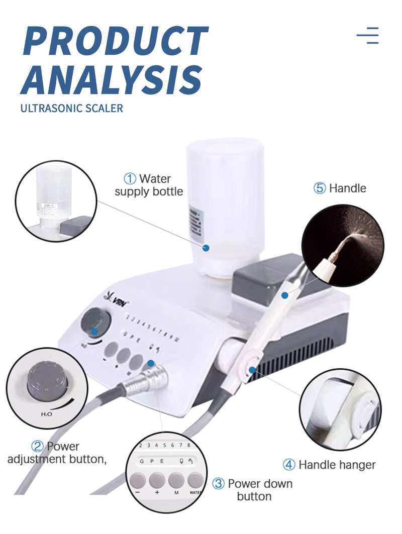 Ablatore di controllo piezoelettrico a ultrasuoni wireless a LED dentale