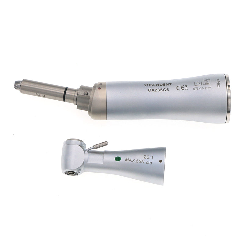 Pièce à main basse vitesse à contre-angle LED à fibre optique pour implant dentaire 20:1